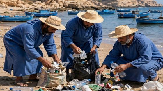 حملة لتنظيف شاطئ تفنيت والتحسيس بخطر النفايات البلاستيكية على الحياة البحرية.